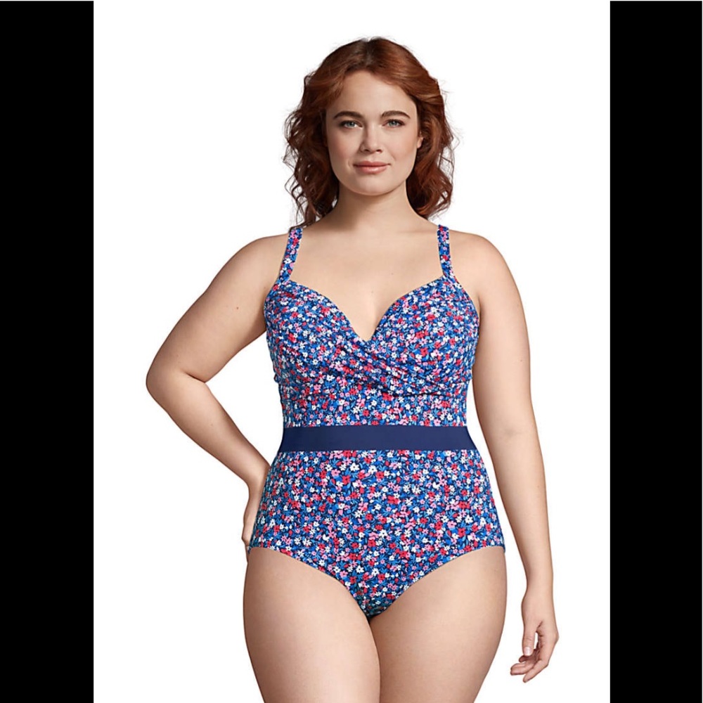 Draper James x Lands' End Women's Wrap One Piece Swimsuit